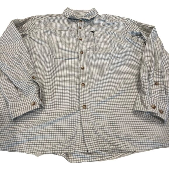 Eddie Bauer Tattersall Shirt Mens White Black Long Sleeve Nylon Size L - Picture 9 of 12